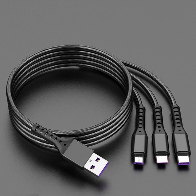2 PCS ZZ034 USB To 8 Pin + USB-C / Type-C + Micro USB 3 In 1 Fast Charging Cable, สไตล์:, 5A Super Fast-Black, Mini-Silver, Mini-Red, Mini-Blue, Mini-Black