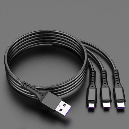 2 PCS ZZ034 USB To 8 Pin + USB-C / Type-C + Micro USB 3 In 1 Fast Charging Cable, สไตล์:, 5A Super Fast-Black, Mini-Silver, Mini-Red, Mini-Blue, Mini-Black