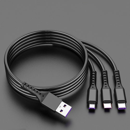 2 PCS ZZ034 USB To 8 Pin + USB-C / Type-C + Micro USB 3 In 1 Fast Charging Cable, สไตล์:, 5A Super Fast-Black, Mini-Silver, Mini-Red, Mini-Blue, Mini-Black