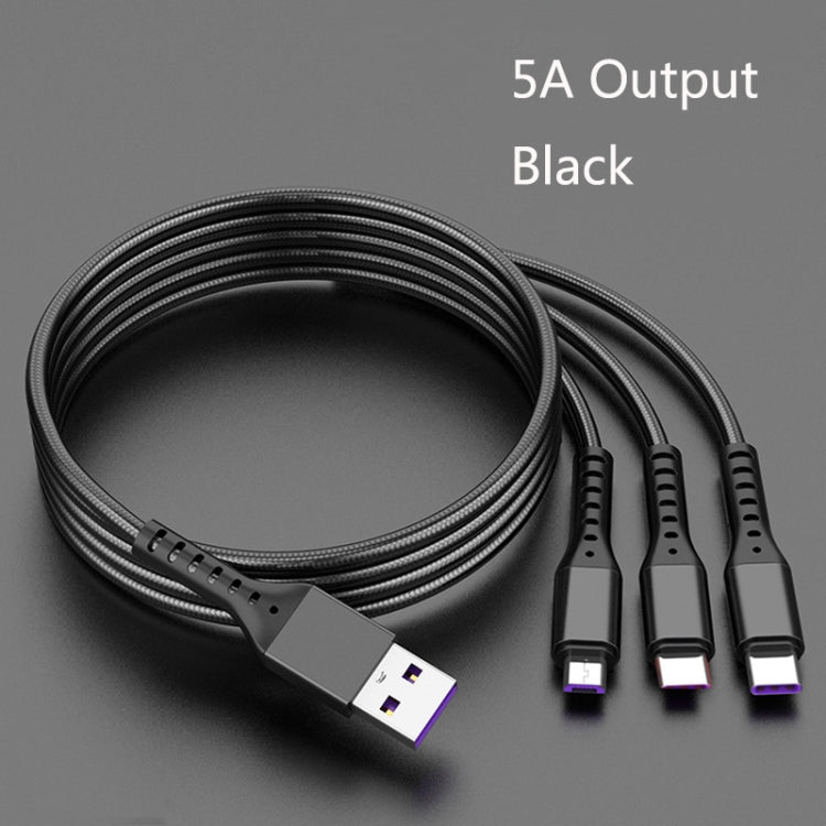 2 PCS ZZ034 USB To 8 Pin + USB-C / Type-C + Micro USB 3 In 1 Fast Charging Cable, สไตล์:, 5A Super Fast-Black, Mini-Silver, Mini-Red, Mini-Blue, Mini-Black