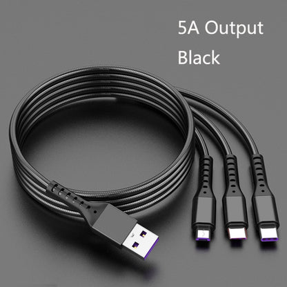 2 PCS ZZ034 USB To 8 Pin + USB-C / Type-C + Micro USB 3 In 1 Fast Charging Cable, สไตล์:, 5A Super Fast-Black, Mini-Silver, Mini-Red, Mini-Blue, Mini-Black