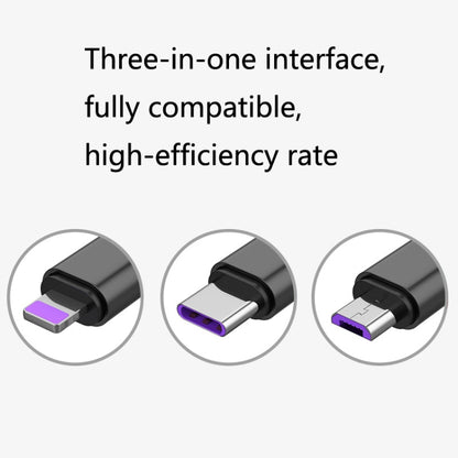 2 PCS ZZ034 USB To 8 Pin + USB-C / Type-C + Micro USB 3 In 1 Fast Charging Cable, สไตล์:, 5A Super Fast-Black, Mini-Silver, Mini-Red, Mini-Blue, Mini-Black