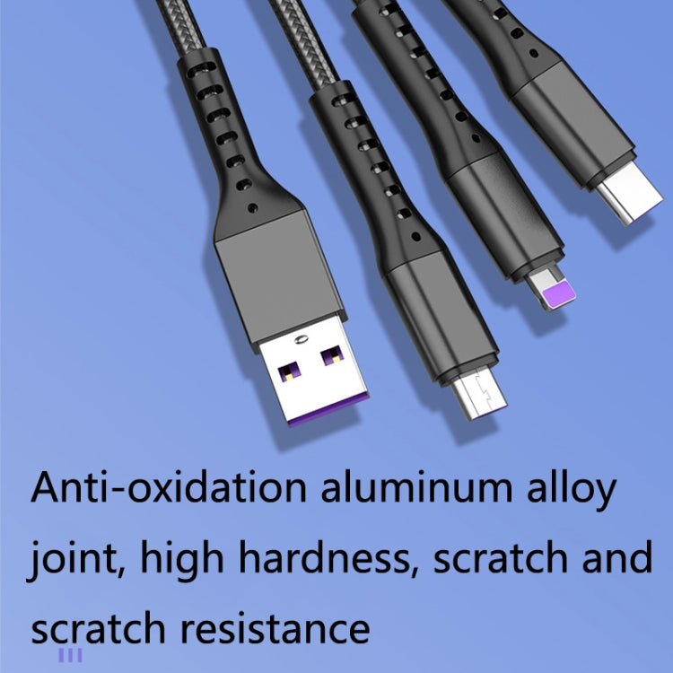 2 PCS ZZ034 USB To 8 Pin + USB-C / Type-C + Micro USB 3 In 1 Fast Charging Cable, สไตล์:, 5A Super Fast-Black, Mini-Silver, Mini-Red, Mini-Blue, Mini-Black
