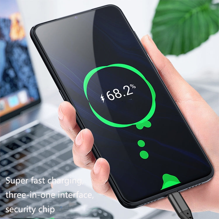 2 PCS ZZ034 USB To 8 Pin + USB-C / Type-C + Micro USB 3 In 1 Fast Charging Cable, สไตล์:, 5A Super Fast-Black, Mini-Silver, Mini-Red, Mini-Blue, Mini-Black