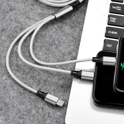 2 PCS ZZ034 USB To 8 Pin + USB-C / Type-C + Micro USB 3 In 1 Fast Charging Cable, สไตล์:, 5A Super Fast-Black, Mini-Silver, Mini-Red, Mini-Blue, Mini-Black