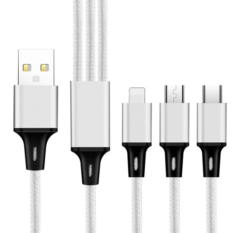 2 PCS ZZ034 USB To 8 Pin + USB-C / Type-C + Micro USB 3 In 1 Fast Charging Cable, สไตล์:, 5A Super Fast-Black, Mini-Silver, Mini-Red, Mini-Blue, Mini-Black