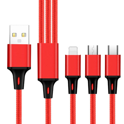 2 PCS ZZ034 USB To 8 Pin + USB-C / Type-C + Micro USB 3 In 1 Fast Charging Cable, สไตล์:, 5A Super Fast-Black, Mini-Silver, Mini-Red, Mini-Blue, Mini-Black