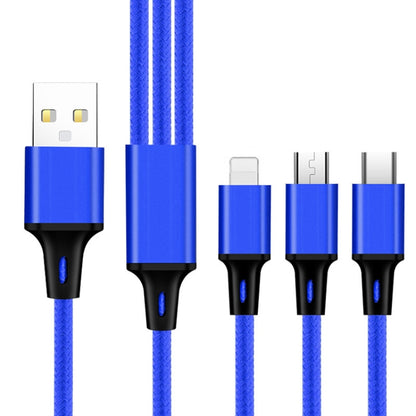 2 PCS ZZ034 USB To 8 Pin + USB-C / Type-C + Micro USB 3 In 1 Fast Charging Cable, สไตล์:, 5A Super Fast-Black, Mini-Silver, Mini-Red, Mini-Blue, Mini-Black