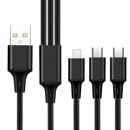 2 PCS ZZ034 USB To 8 Pin + USB-C / Type-C + Micro USB 3 In 1 Fast Charging Cable, สไตล์:, 5A Super Fast-Black, Mini-Silver, Mini-Red, Mini-Blue, Mini-Black