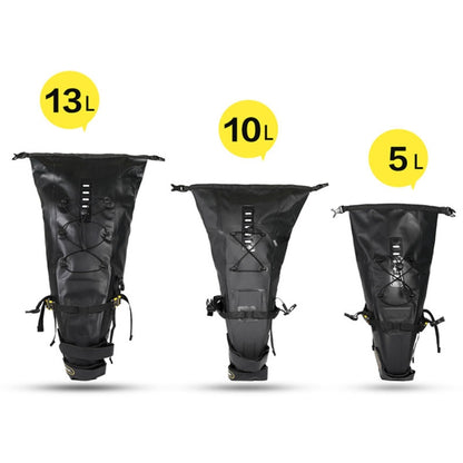 Rhinowalk RK19511 กระเป๋าท้ายอานจักรยานกันน้ำแบบเต็มกระเป๋าจักรยานถนนความจุขนาดใหญ่, RK19511 Black 10L, RK19512 Black 5L, RK19513 Black 13L