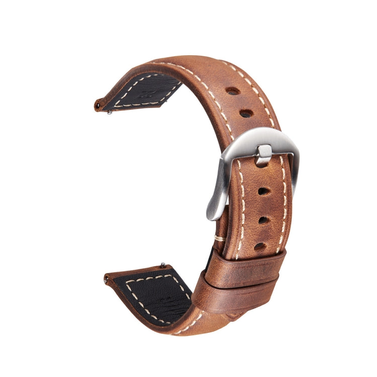 สายนาฬิกาสมาร์ทรีลีสด่วน Crazy Horse Leather Retro สำหรับ Samsung Huawei ขนาด:, 20mm  (Dark Brown Black Buckle), 20mm (Deep Brown Silver Buckle), 20mm (Light Brown Black Buckle), 20mm (Light Brown Silver Buckle), 20mm (Black And Black Buckle)          ...