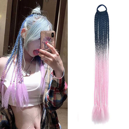 2 PCS FQXBMW ที่คาดผมถักเปียหลากสีสันวิกผมไหมข้าวโพดหางม้า Dreadlocks ที่มีสีสัน, สี:, 1, 02, 06, 07, 08, 15, 18, 20, 24, 26, 27, 35, 44, 49, 50, 56, 29, 31, 55