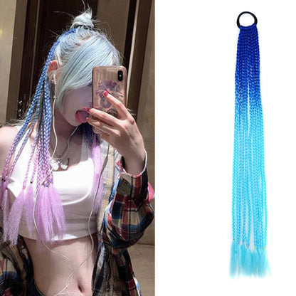 2 PCS FQXBMW ที่คาดผมถักเปียหลากสีสันวิกผมไหมข้าวโพดหางม้า Dreadlocks ที่มีสีสัน, สี:, 1, 02, 06, 07, 08, 15, 18, 20, 24, 26, 27, 35, 44, 49, 50, 56, 29, 31, 55