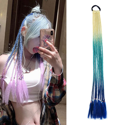 2 PCS FQXBMW ที่คาดผมถักเปียหลากสีสันวิกผมไหมข้าวโพดหางม้า Dreadlocks ที่มีสีสัน, สี:, 1, 02, 06, 07, 08, 15, 18, 20, 24, 26, 27, 35, 44, 49, 50, 56, 29, 31, 55