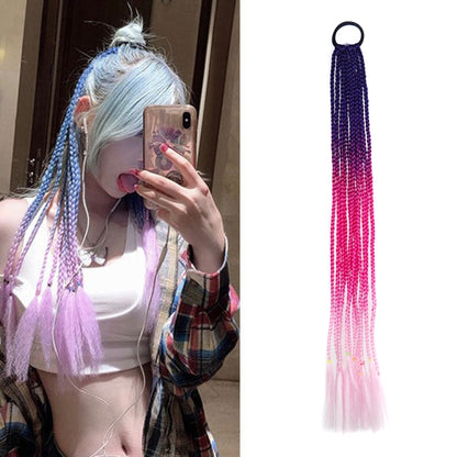 2 PCS FQXBMW ที่คาดผมถักเปียหลากสีสันวิกผมไหมข้าวโพดหางม้า Dreadlocks ที่มีสีสัน, สี:, 1, 02, 06, 07, 08, 15, 18, 20, 24, 26, 27, 35, 44, 49, 50, 56, 29, 31, 55