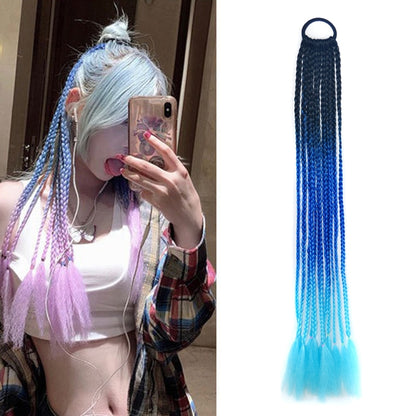 2 PCS FQXBMW ที่คาดผมถักเปียหลากสีสันวิกผมไหมข้าวโพดหางม้า Dreadlocks ที่มีสีสัน, สี:, 1, 02, 06, 07, 08, 15, 18, 20, 24, 26, 27, 35, 44, 49, 50, 56, 29, 31, 55