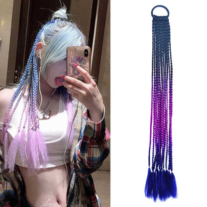 2 PCS FQXBMW ที่คาดผมถักเปียหลากสีสันวิกผมไหมข้าวโพดหางม้า Dreadlocks ที่มีสีสัน, สี:, 1, 02, 06, 07, 08, 15, 18, 20, 24, 26, 27, 35, 44, 49, 50, 56, 29, 31, 55