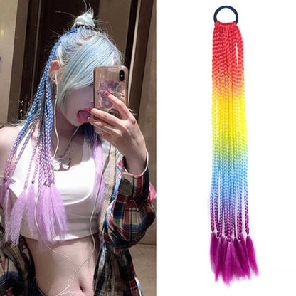 2 PCS FQXBMW ที่คาดผมถักเปียหลากสีสันวิกผมไหมข้าวโพดหางม้า Dreadlocks ที่มีสีสัน, สี:, 1, 02, 06, 07, 08, 15, 18, 20, 24, 26, 27, 35, 44, 49, 50, 56, 29, 31, 55