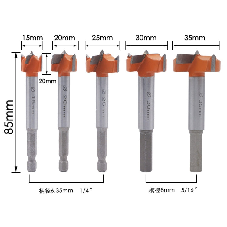 5 ชิ้น/เซ็ตงานไม้รูเปิดบานพับหินครีมบอร์ดไม้ Take-Hole ประตูหน้าต่างพร้อมปลอกคองานไม้แบนสว่าน, 5 PCS / Set Woodworking Hole Opener