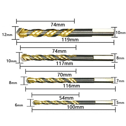 ดอกสว่านคิงชุบไททาเนียม อิฐพอร์ซเลน สว่านเจาะอิฐแก้ว เจาะสามเหลี่ยมบิด, 6mm, 8mm, 10mm, 12mm, 6mm+8mm+10mm+12mm, 6mm+6mm+8mm+10mm+12mm