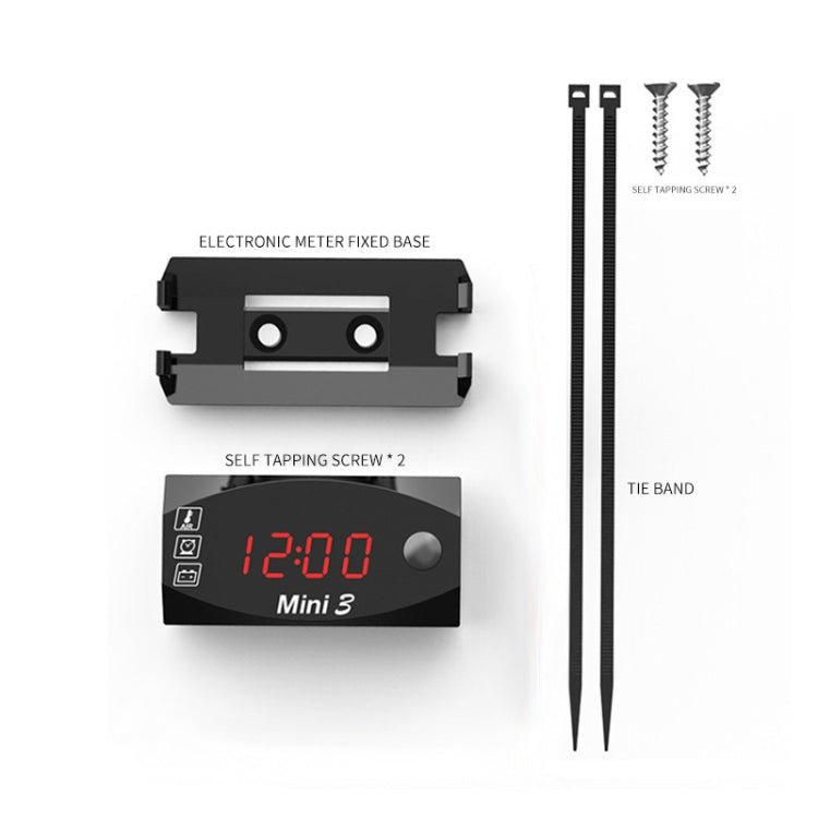 นาฬิกาแรงดันไฟฟ้าและอุณหภูมิ 3 ใน 1 LED เครื่องวัดอิเล็กทรอนิกส์หน้าจอดิจิตอลขนาดใหญ่กันน้ำและกันฝุ่นโวลต์มิเตอร์, 3 In 1 LED Blue Light, 3 In 1 LED Red Light, 3 In 1 LED White Light, 3 In 1 LED Green Light