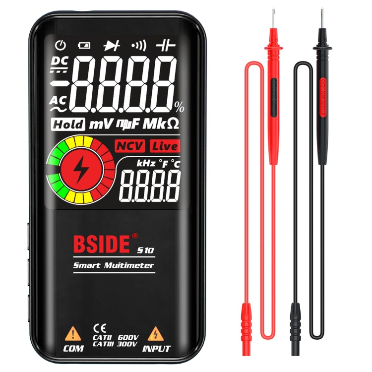 BSIDE มัลติมิเตอร์แบบดิจิตอล 9999 นับจอแสดงผลสี LCD DC AC แรงดันไฟฟ้า Capacitance Diode Meter, S10 Dry Battery Version (Black), S10 Dry Battery Version (Red), S11 Recharge Version (Black), S11 Recharge Version (Red)
