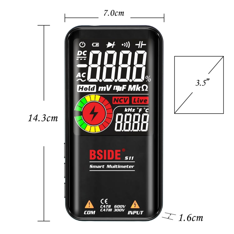 BSIDE มัลติมิเตอร์แบบดิจิตอล 9999 นับจอแสดงผลสี LCD DC AC แรงดันไฟฟ้า Capacitance Diode Meter, S10 Dry Battery Version (Black), S10 Dry Battery Version (Red), S11 Recharge Version (Black), S11 Recharge Version (Red)