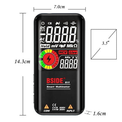 BSIDE มัลติมิเตอร์แบบดิจิตอล 9999 นับจอแสดงผลสี LCD DC AC แรงดันไฟฟ้า Capacitance Diode Meter, S10 Dry Battery Version (Black), S10 Dry Battery Version (Red), S11 Recharge Version (Black), S11 Recharge Version (Red)