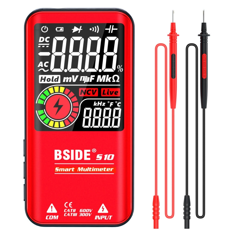 BSIDE มัลติมิเตอร์แบบดิจิตอล 9999 นับจอแสดงผลสี LCD DC AC แรงดันไฟฟ้า Capacitance Diode Meter, S10 Dry Battery Version (Black), S10 Dry Battery Version (Red), S11 Recharge Version (Black), S11 Recharge Version (Red)