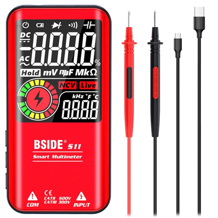 BSIDE มัลติมิเตอร์แบบดิจิตอล 9999 นับจอแสดงผลสี LCD DC AC แรงดันไฟฟ้า Capacitance Diode Meter, S10 Dry Battery Version (Black), S10 Dry Battery Version (Red), S11 Recharge Version (Black), S11 Recharge Version (Red)