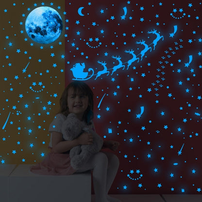 2 แพ็ค AFG3367 Moon + 407 PCS Dot + 103 PCS Star + สติ๊กเกอร์เรืองแสงฟิล์ม PE คริสต์มาสสองชุด, Moon+Dot+Star+Christmas(Green), Moon+Dot+Star+Christmas(Blue)