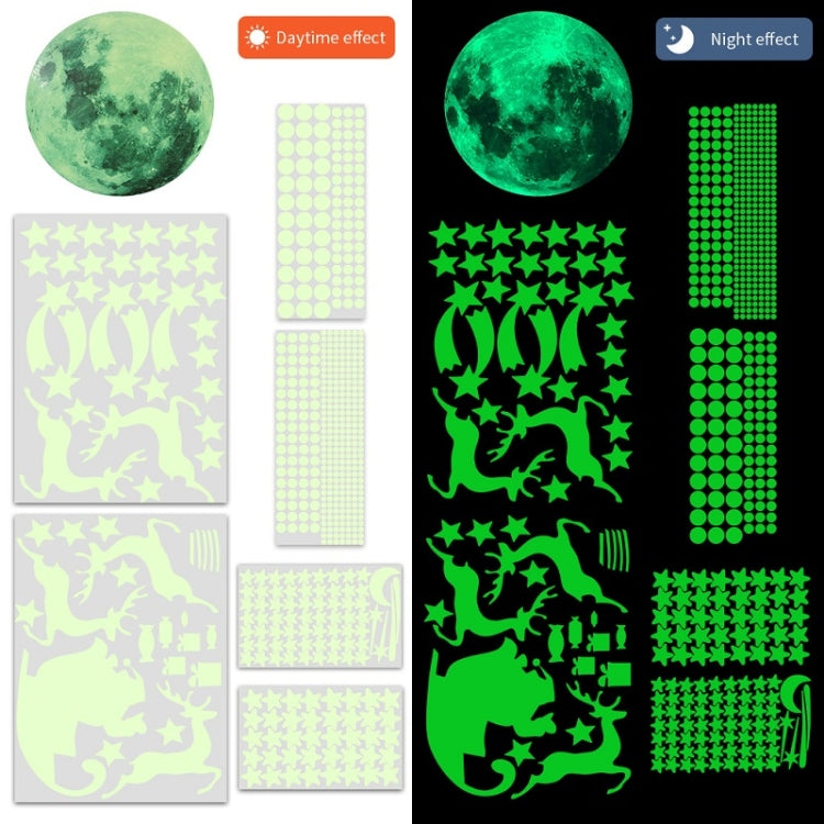 2 แพ็ค AFG3367 Moon + 407 PCS Dot + 103 PCS Star + สติ๊กเกอร์เรืองแสงฟิล์ม PE คริสต์มาสสองชุด, Moon+Dot+Star+Christmas(Green), Moon+Dot+Star+Christmas(Blue)
