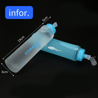 AFISHTOUR TPU กีฬากลางแจ้งถุงน้ำนุ่มขวดน้ำมาราธอนถุงน้ำพับความจุ:, 400ml (Blue), 400ml (Transparent), 300ml (Blue), 300ml (Transparent)