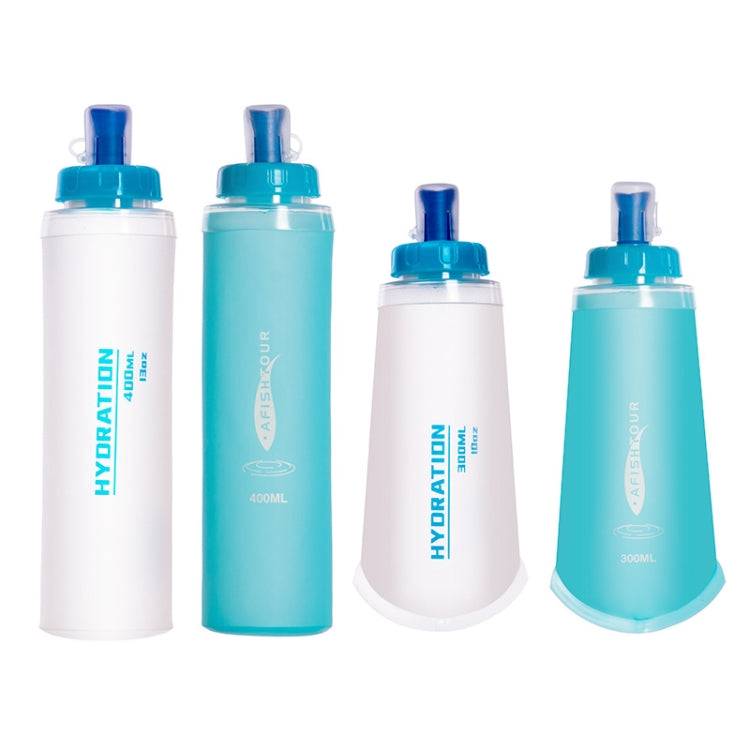 AFISHTOUR TPU กีฬากลางแจ้งถุงน้ำนุ่มขวดน้ำมาราธอนถุงน้ำพับความจุ:, 400ml (Blue), 400ml (Transparent), 300ml (Blue), 300ml (Transparent)