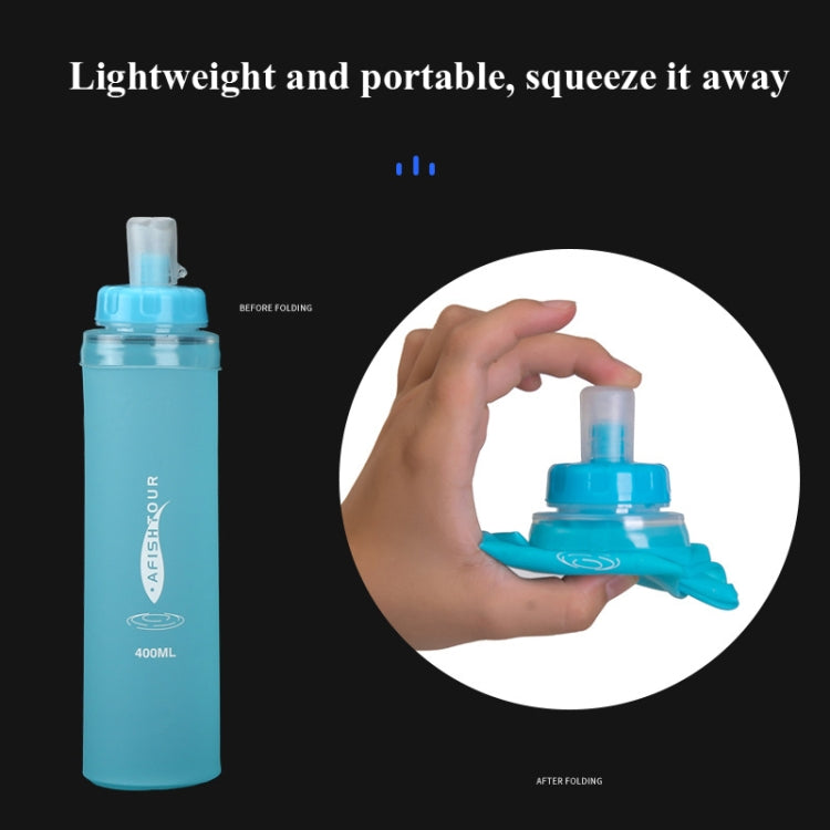 AFISHTOUR TPU กีฬากลางแจ้งถุงน้ำนุ่มขวดน้ำมาราธอนถุงน้ำพับความจุ:, 400ml (Blue), 400ml (Transparent), 300ml (Blue), 300ml (Transparent)