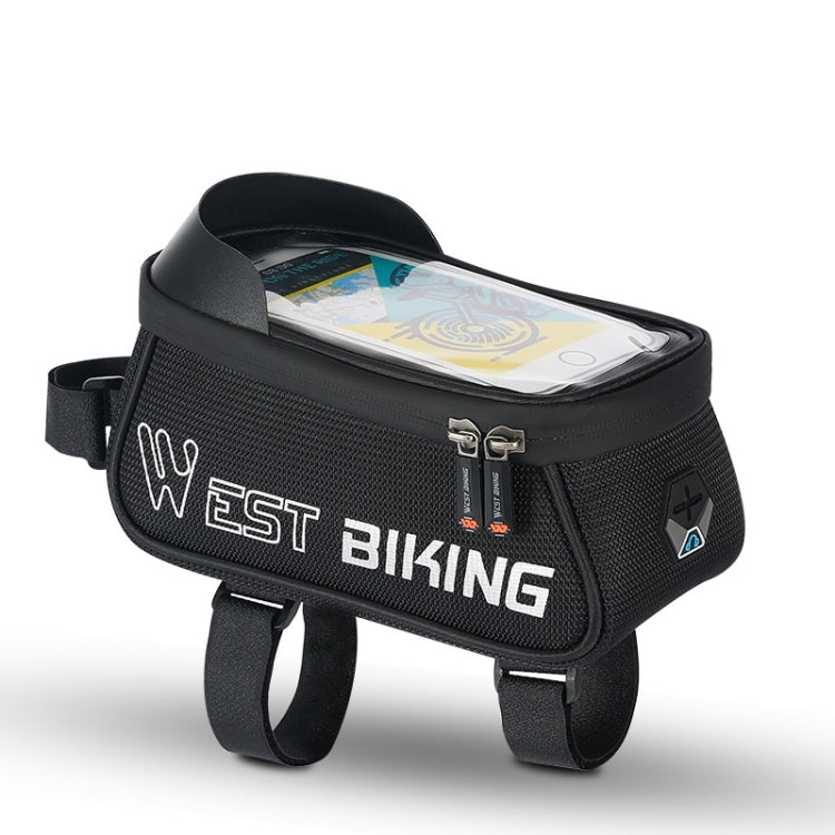 WEST BIKING West 6.9 นิ้ว Rider Bike สะท้อนแสงโทรศัพท์มือถือหน้าจอสัมผัสกระเป๋าด้านหน้า Mountain Bike Front Beam Upper Tube Bag, YP0707267