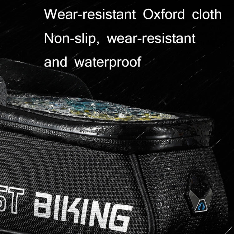 WEST BIKING West 6.9 นิ้ว Rider Bike สะท้อนแสงโทรศัพท์มือถือหน้าจอสัมผัสกระเป๋าด้านหน้า Mountain Bike Front Beam Upper Tube Bag, YP0707267
