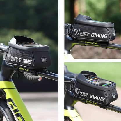 WEST BIKING West 6.9 นิ้ว Rider Bike สะท้อนแสงโทรศัพท์มือถือหน้าจอสัมผัสกระเป๋าด้านหน้า Mountain Bike Front Beam Upper Tube Bag, YP0707267