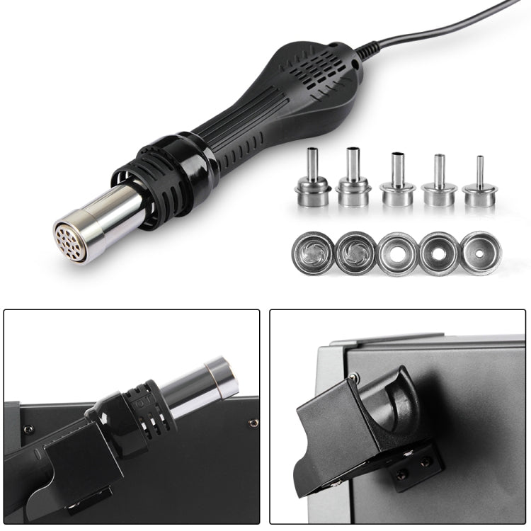 SUGON Hot Air Rework Station LED แสดงผล สถานีบัดกรีปรับอุณหภูมิได้พร้อมหัวฉีด 5 หัว, ปลั๊ก EU, 2020D