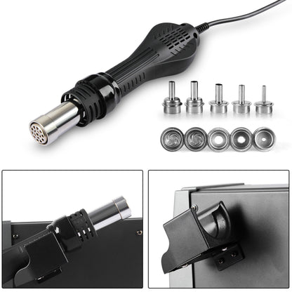 SUGON Hot Air Rework Station LED แสดงผล สถานีบัดกรีปรับอุณหภูมิได้พร้อมหัวฉีด 5 หัว, ปลั๊ก EU, 2020D