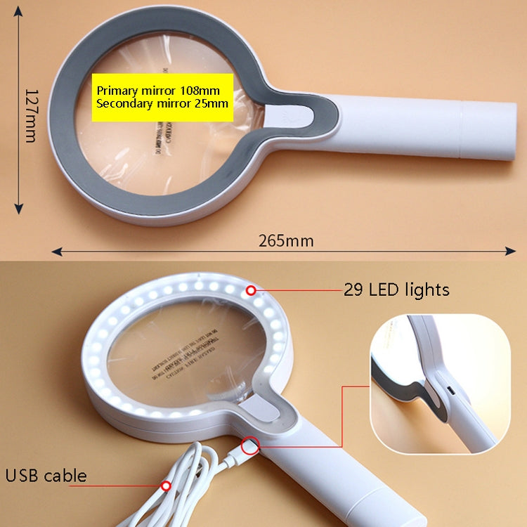 XT-8013 พร้อมไฟ LED 29 ดวง 3 แว่นขยายสัมผัสเจลลิ่ง 2 ครั้ง / 13 ครั้งแว่นขยายมือถือ, XT-8013 (White+Gray), XT-8013(White+Dark Blue)