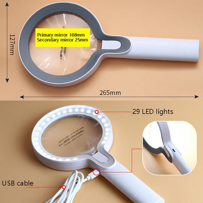 XT-8013 พร้อมไฟ LED 29 ดวง 3 แว่นขยายสัมผัสเจลลิ่ง 2 ครั้ง / 13 ครั้งแว่นขยายมือถือ, XT-8013 (White+Gray), XT-8013(White+Dark Blue)