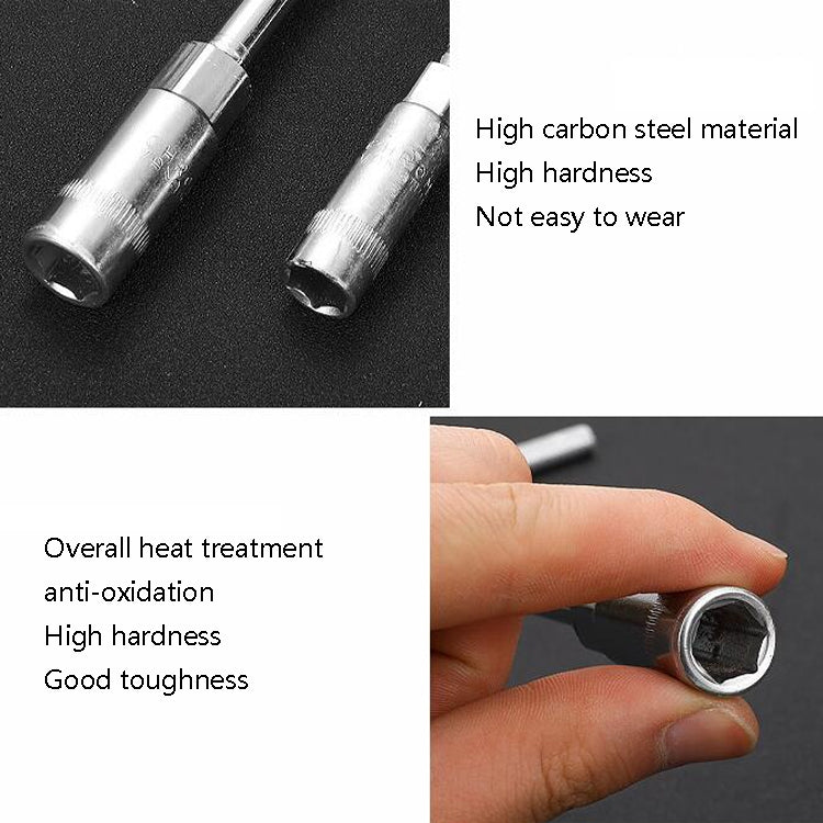 4 PCS T-Wrench Car Assembly Repair Sleeve Wrench Hexagon Longening Socket, 6mm, 7mm, 8mm, 9mm, 10mm, 11mm, 12mm, 13mm, 14mm, 15mm, 16mm, 17mm, 18mm, 19mm