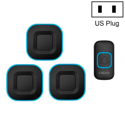 CACAZI V028F 1 สำหรับ 3 ออดเพลงไร้สายไม่มีแบตเตอรี่, US Plug, EU Plug, UK Plug