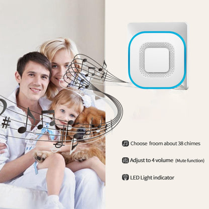 CACAZI V028F 1 สำหรับ 3 ออดเพลงไร้สายไม่มีแบตเตอรี่, US Plug, EU Plug, UK Plug