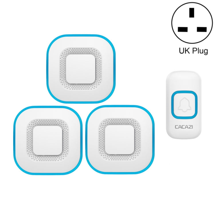 CACAZI V028F 1 สำหรับ 3 ออดเพลงไร้สายไม่มีแบตเตอรี่, US Plug, EU Plug, UK Plug