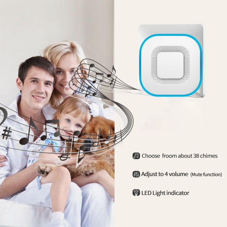 CACAZI V028F ออดเพลงไร้สายไม่มีแบตเตอรี่, US Plug, EU Plug, UK Plug