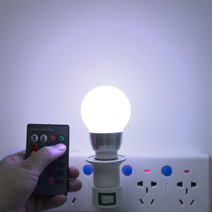 หลอดไฟ LED RGB 3W 16 สีเมจิกไฟกลางคืนหรี่แสงได้พร้อมรีโมทคอนโทรล 24 ปุ่ม, E27 3W