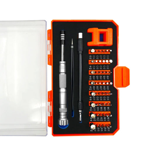 Obadun 9802B 52 in 1 อลูมิเนียมอัลลอยด์จับฮาร์ดแวร์เครื่องมือไขควงชุดบ้านแม่นยำไขควงเครื่องมือถอดชิ้นส่วนโทรศัพท์มือถือ, Obadun 9802B(Orange), Obadun 9802B(Yellow)