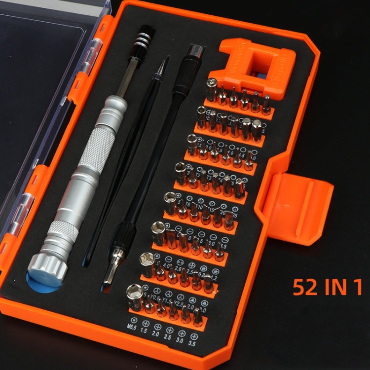 Obadun 9802B 52 in 1 อลูมิเนียมอัลลอยด์จับฮาร์ดแวร์เครื่องมือไขควงชุดบ้านแม่นยำไขควงเครื่องมือถอดชิ้นส่วนโทรศัพท์มือถือ, Obadun 9802B(Orange), Obadun 9802B(Yellow)